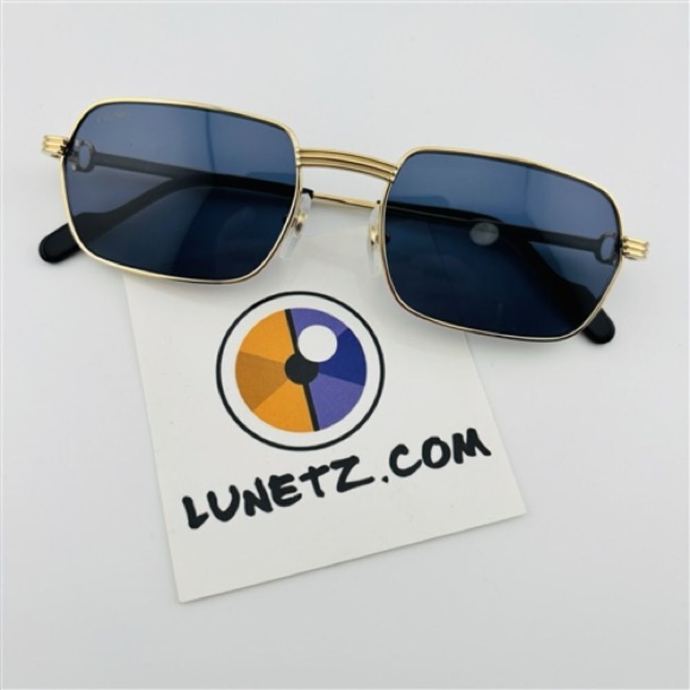 Cartier 0463 Premiere Gold Frame Sunglasses with Deep Blue Lenses